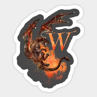 Drachen Buchstabe W Sticker